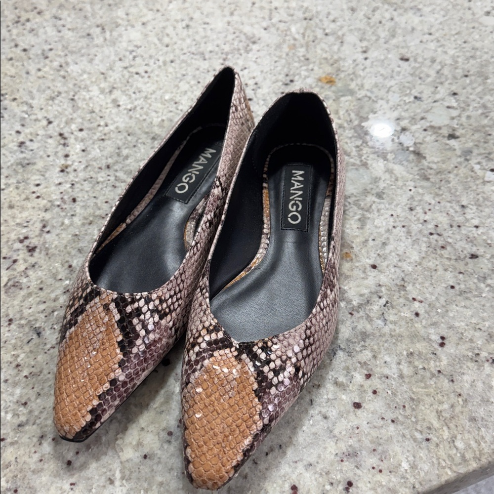 Mango Snakeskin Patterned Flats - image 2
